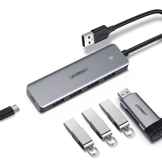 UGREEN CM219 USB Hub, 4 x USB-A 3.0 - 1 x USB-C, Szürke