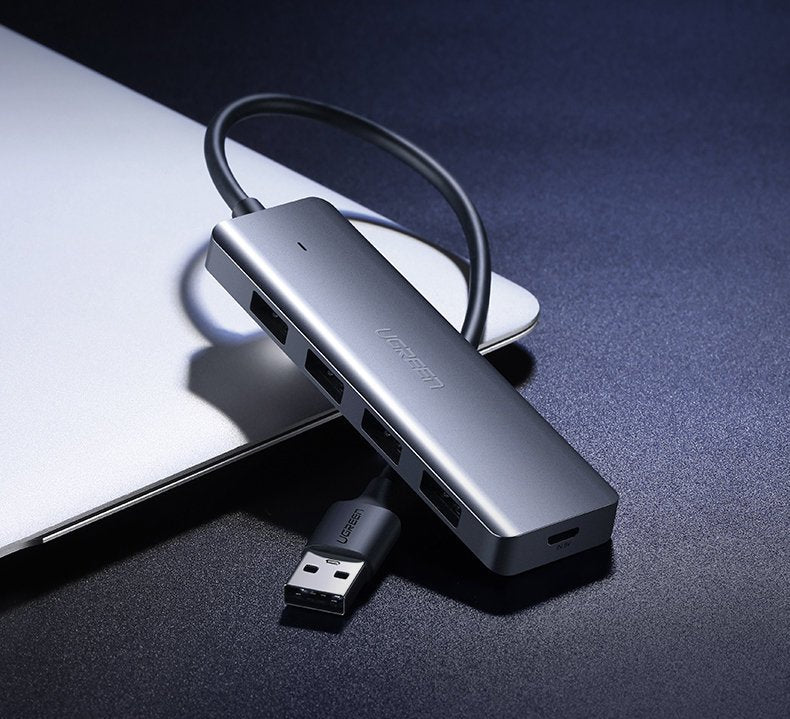 UGREEN CM219 USB Hub, 4 x USB-A 3.0 - 1 x USB-C, Gray