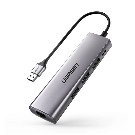 USB Hub UGREEN CM266, 3 x USB-A 3.0 - 1 x RJ45, szürke