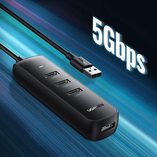 USB hub UGREEN CM416, 4 x USB-A 3.0, 0,25m, fekete