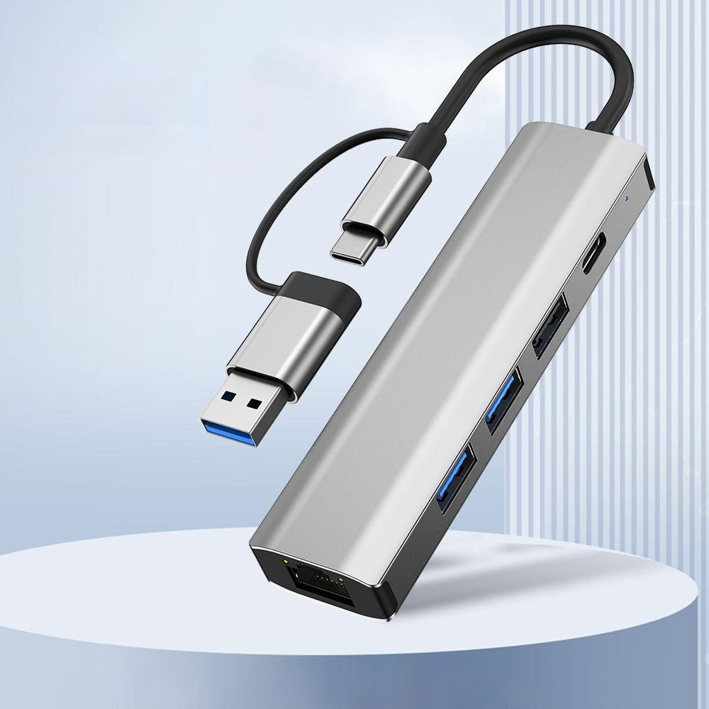 USB / USB-C Techsuit H3 BoostNetLink, 5 az 1-ben, Szürke