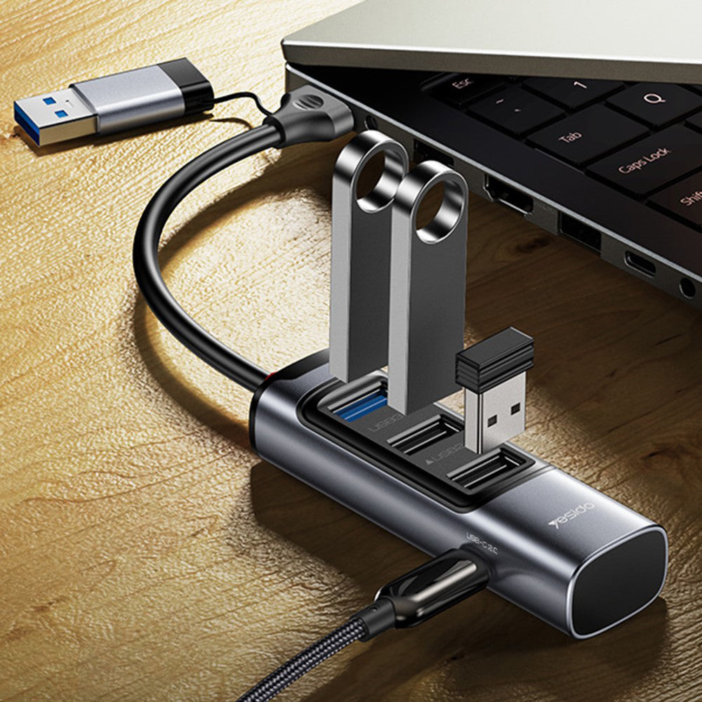 USB / USB-C Yesido HB19, 4in1, Szürke
