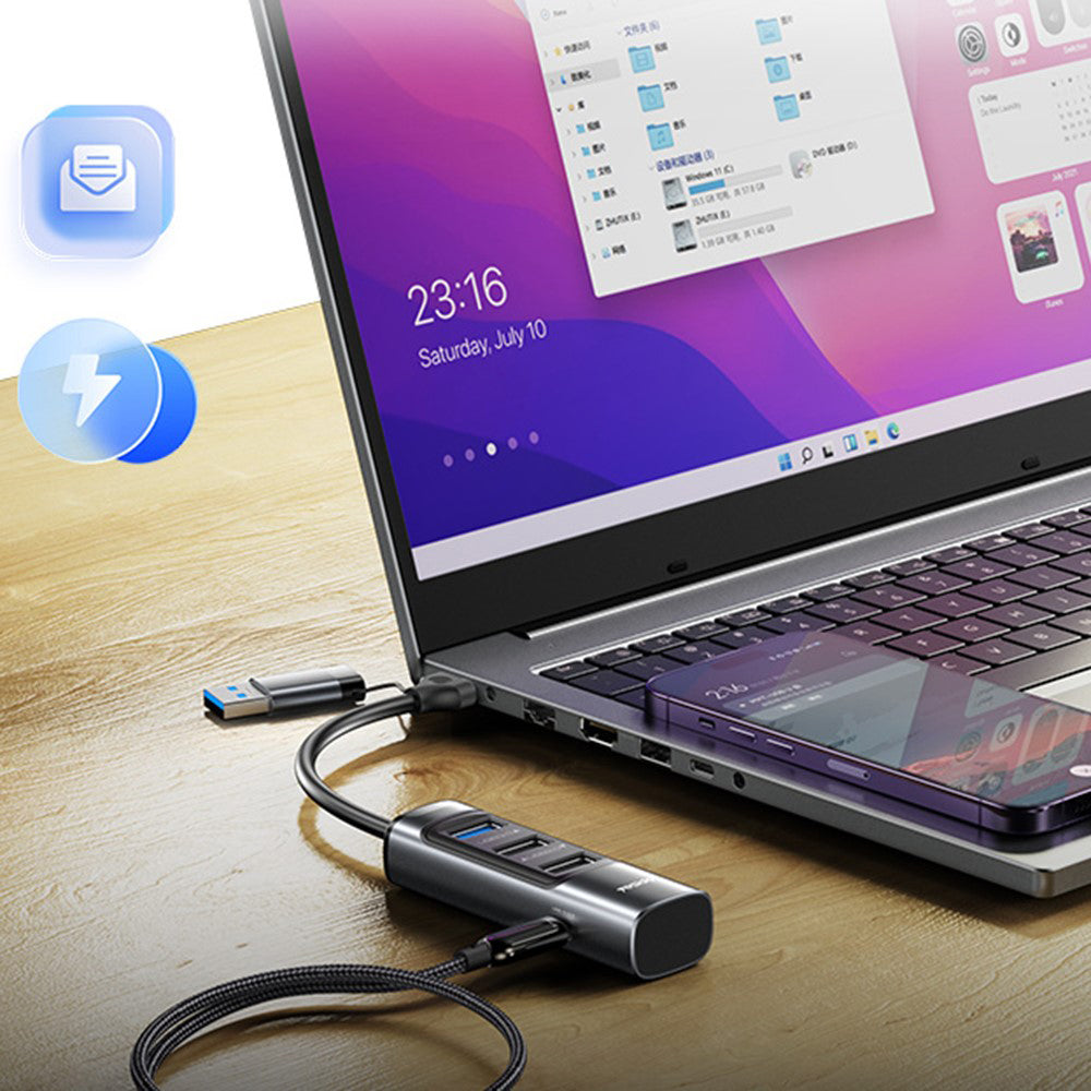 USB / USB-C Yesido HB19, 4in1, Szürke