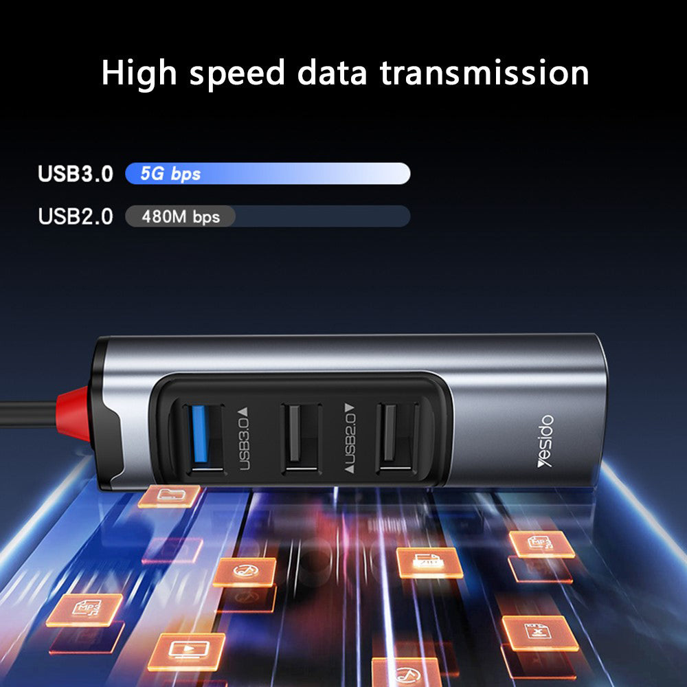 USB / USB-C Yesido HB19, 4in1, Szürke