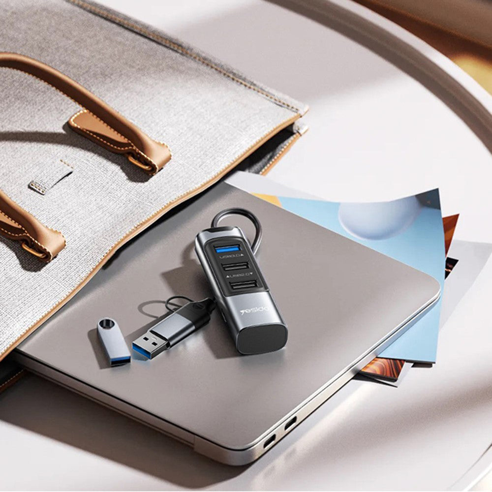 USB / USB-C Yesido HB19, 4in1, Szürke