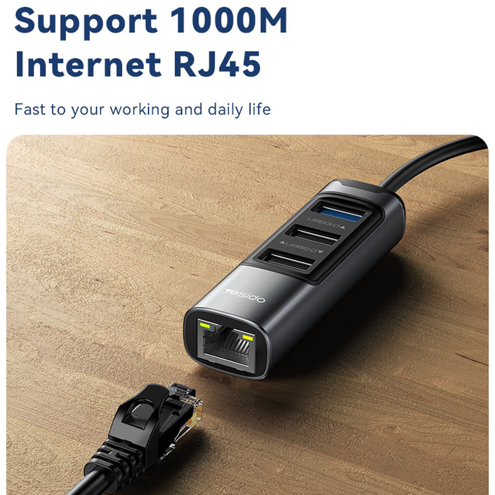 USB / USB-C Yesido HB21, 5in1, Szürke Hub