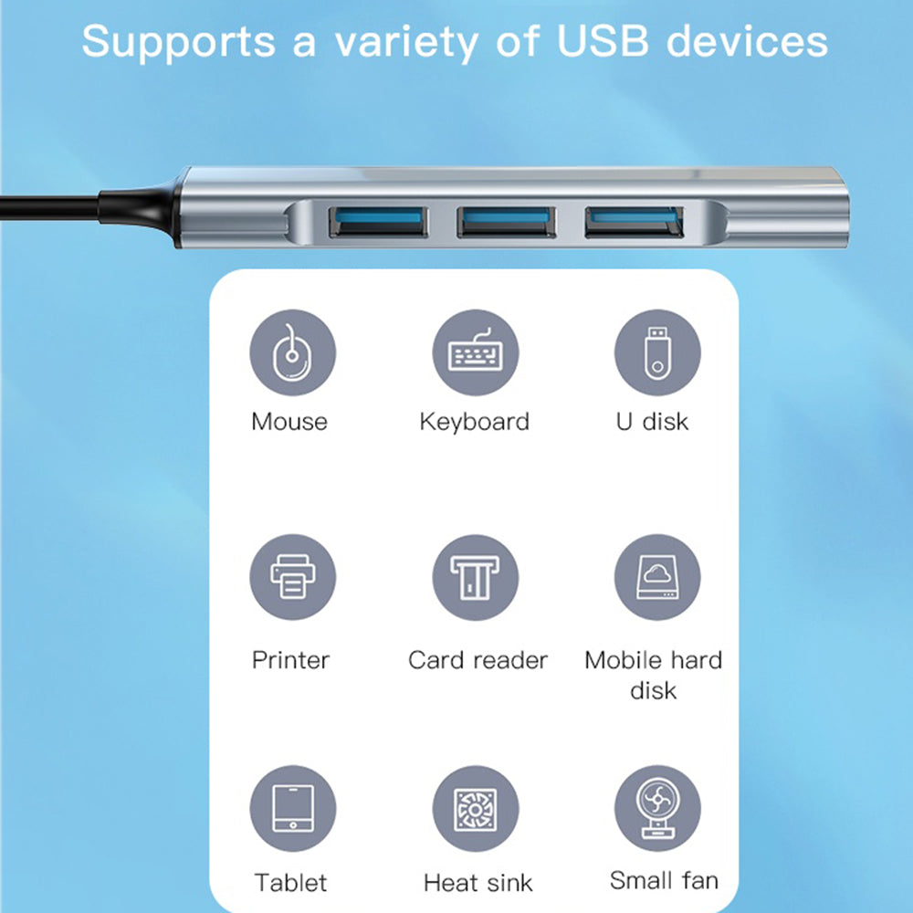 USB Hub Yesido HB18, 4in1, Szürke