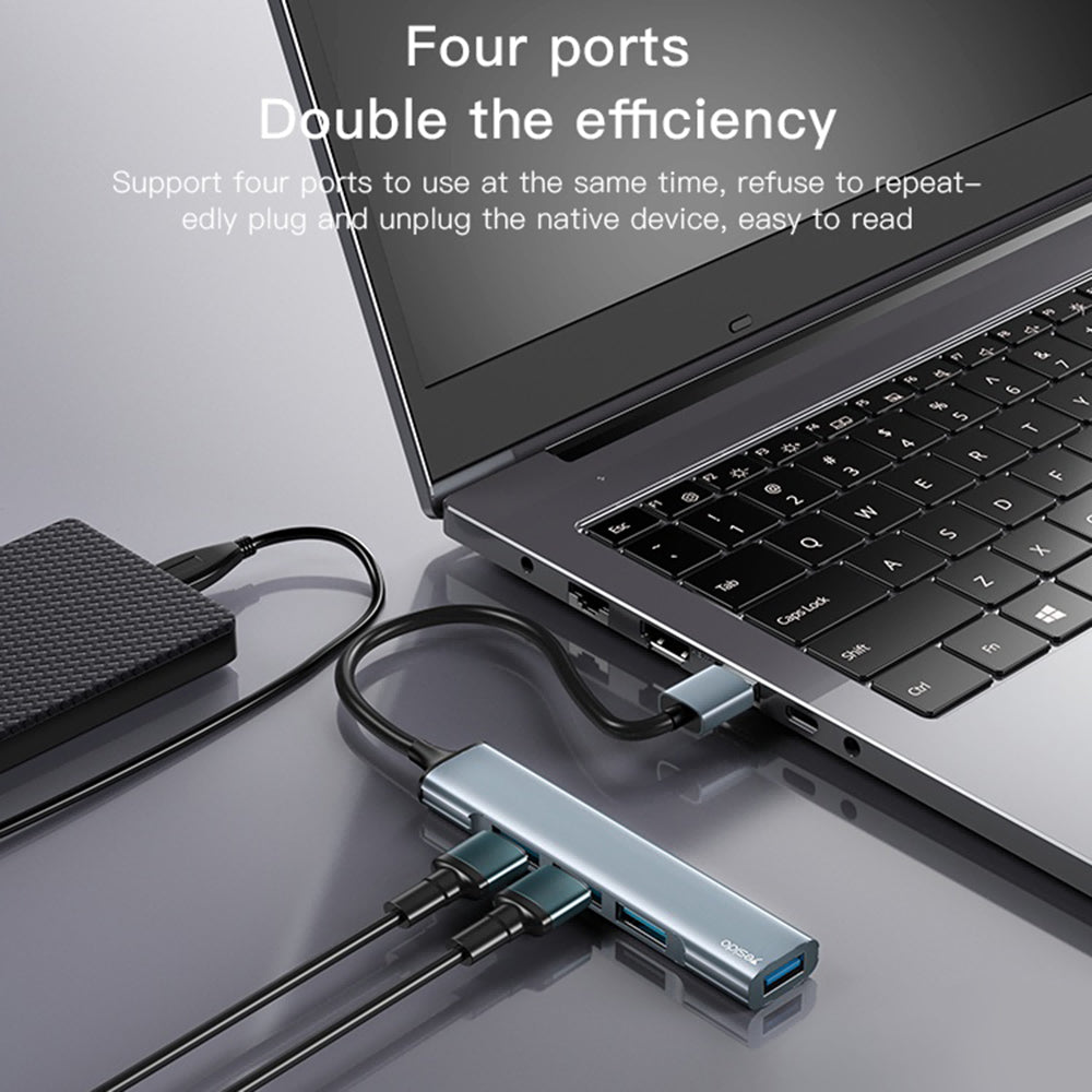 USB Hub Yesido HB18, 4in1, Szürke