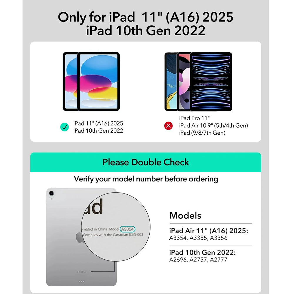 Billentyűzetes tok Apple iPad (2025) / (2022) készülékhez, ESR, Rebound, Fehér