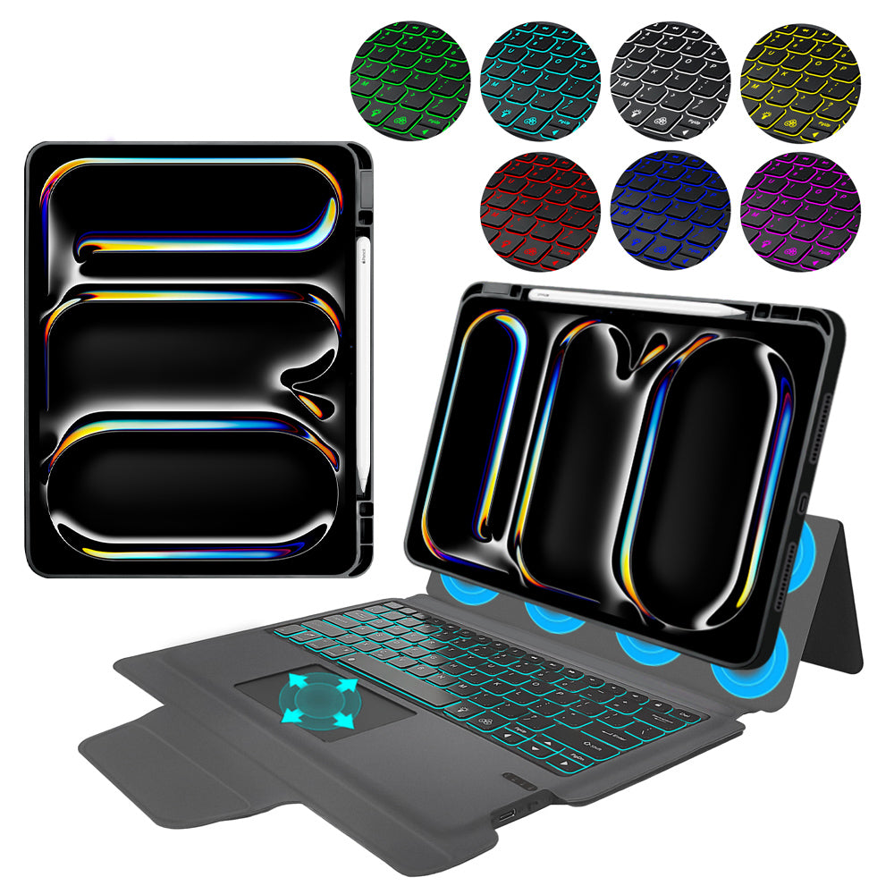 Billentyűzetes tok Apple iPad Pro 13 (2024) készülékhez, Techsuit, KeyTab Pro, Fekete