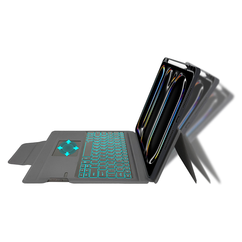 Billentyűzetes tok Apple iPad Pro 13 (2024) készülékhez, Techsuit, KeyTab Pro, Fekete