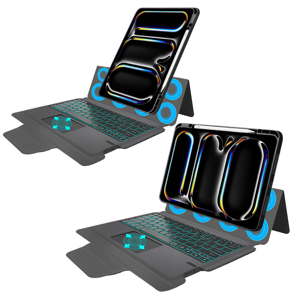 Billentyűzetes tok Apple iPad Pro 13 (2024) készülékhez, Techsuit, KeyTab Pro, Fekete