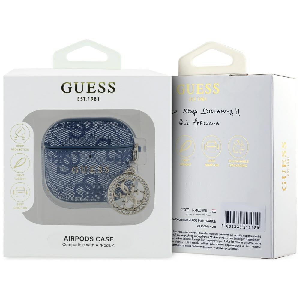 Guess 4G Strass Charm tok Apple AirPods 4-hez, Kék