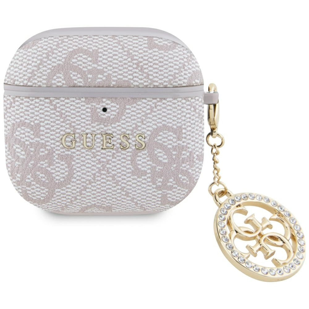 Guess 4G Strass Charm tok Apple AirPods 4-hez, Rózsaszín