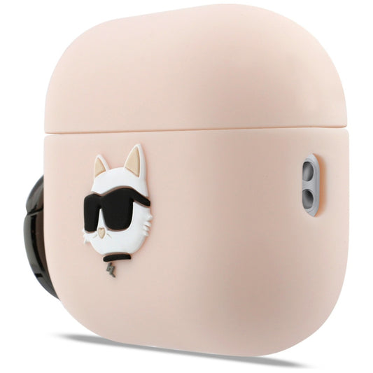 Karl Lagerfeld Silicone Choupette's Head 3D tok Apple AirPods Pro 3-hoz, Rózsaszín