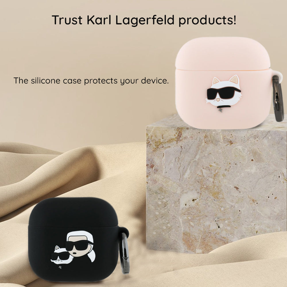 Karl Lagerfeld 3D Karl & Choupette's Heads tok Apple AirPods 4-hez, Fekete