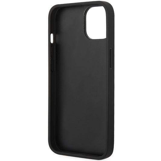 Tok Apple iPhone 14 Plus-hoz, Karl Lagerfeld, Saffiano Monogram Fém Logó, Fekete