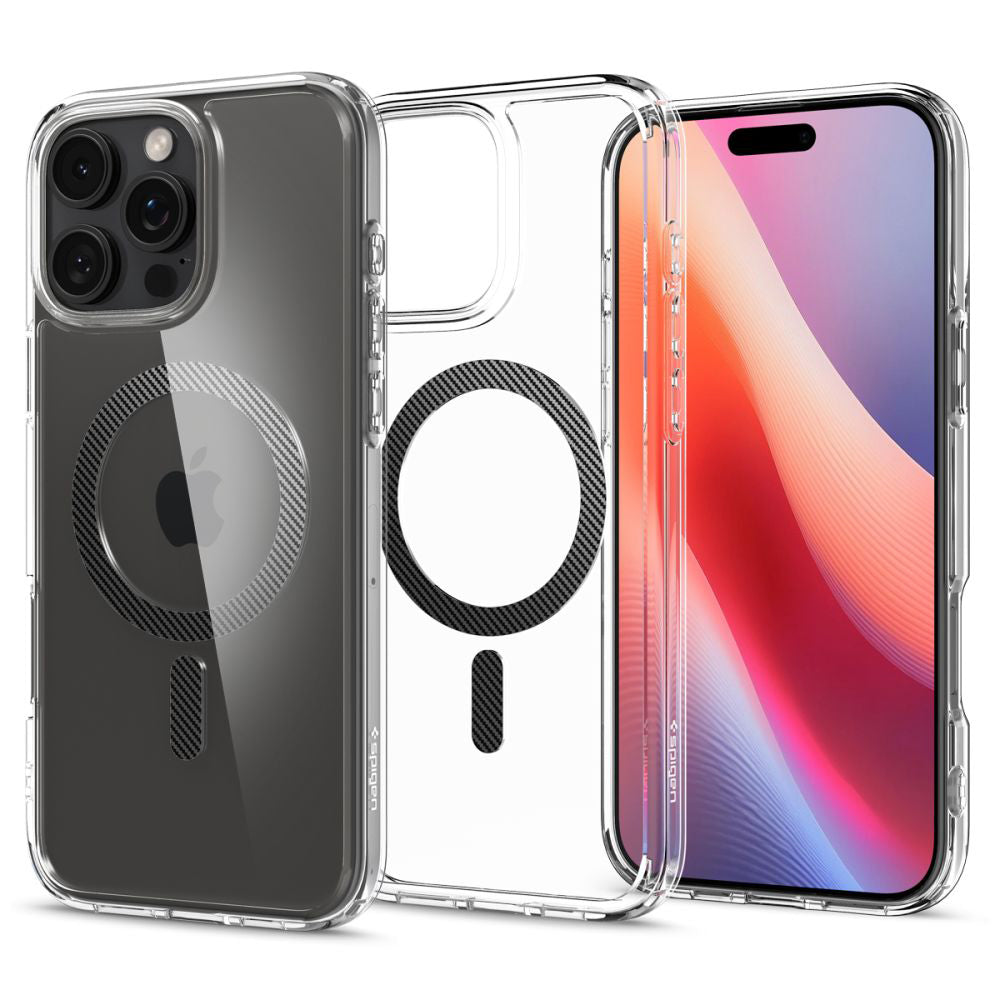 MagSafe tok Apple iPhone 16 Pro-hoz, Spigen, Ultra Hybrid Carbon, Szürke ACS08131
