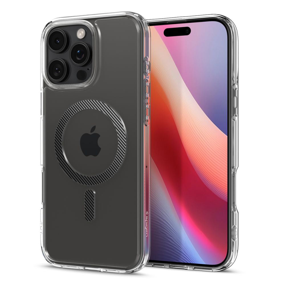 MagSafe tok Apple iPhone 16 Pro-hoz, Spigen, Ultra Hybrid Carbon, Szürke ACS08131