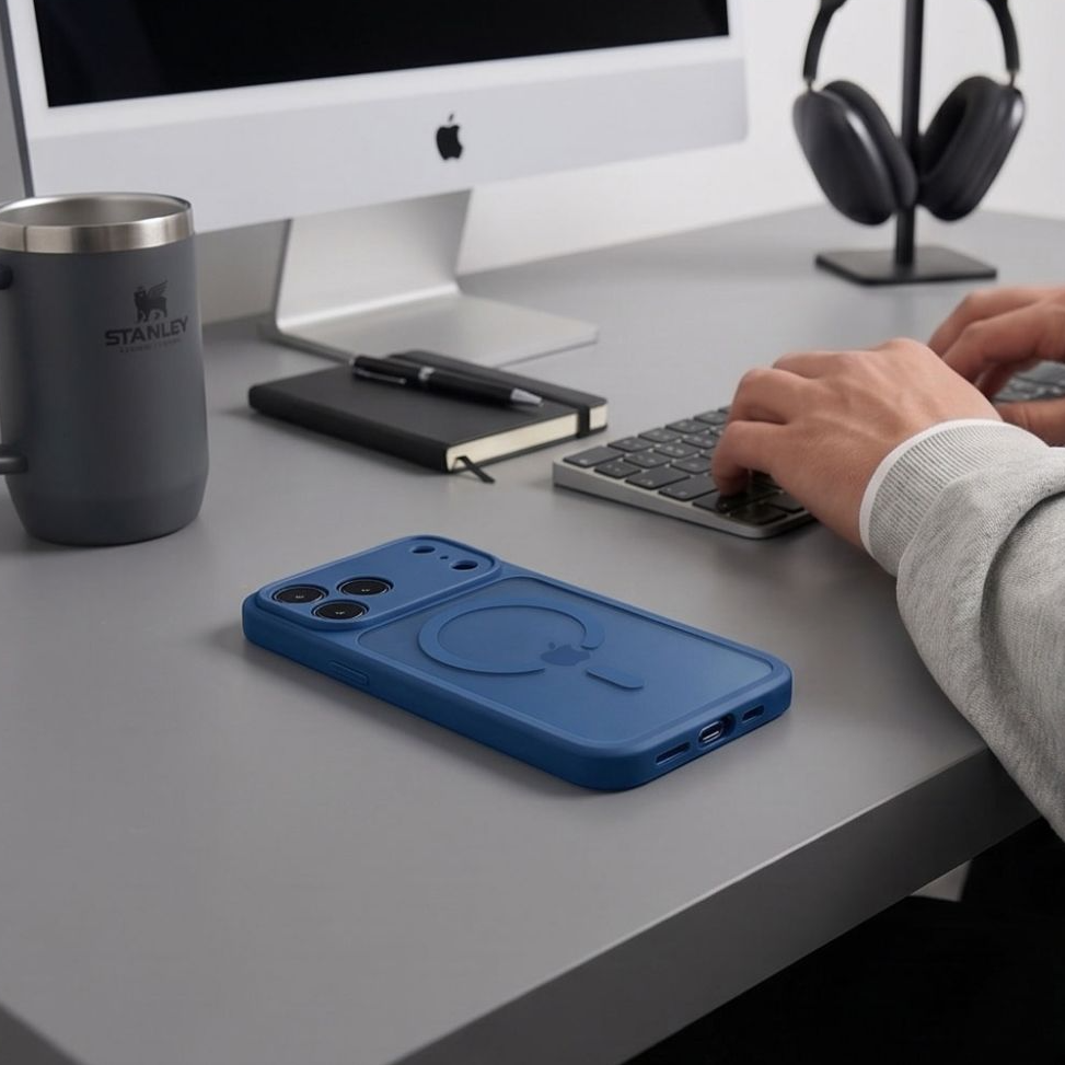 MagSafe tok Apple iPhone 18 Pro / 17 Pro-hoz, Tech-Protect, BasicMag, Matt Tengerészkék