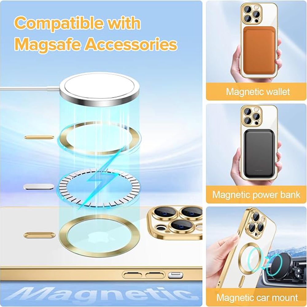 MagSafe tok Apple iPhone 12 Pro-hoz, Techsuit, Luxury Crystal, Arany