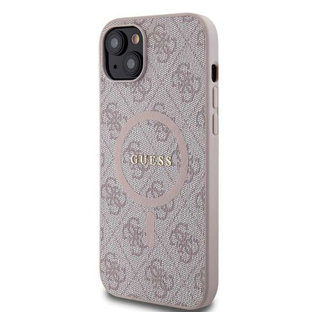 MagSafe Case for Apple iPhone 14, Guess, 4G Ring Classic Logo, Pink