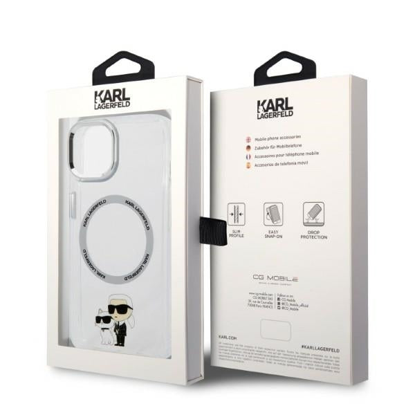 MagSafe tok Apple iPhone 14 Plus-hoz, Karl Lagerfeld, Ikonik Karl & Choupette, Átlátszó