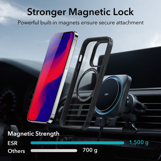 MagSafe tok Apple iPhone 14 Pro-hoz, ESR, Classic Hybrid, Fekete Átlátszó