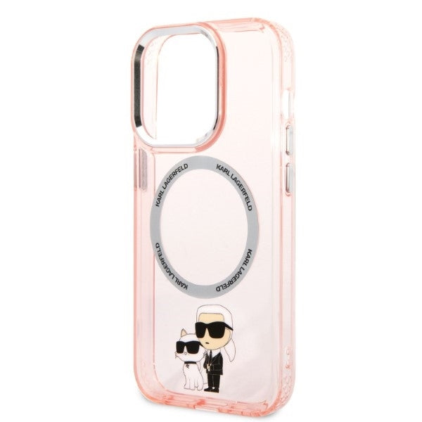 MagSafe tok Apple iPhone 14 Pro-hoz, Karl Lagerfeld, Ikonik Karl & Choupette, Rózsaszín