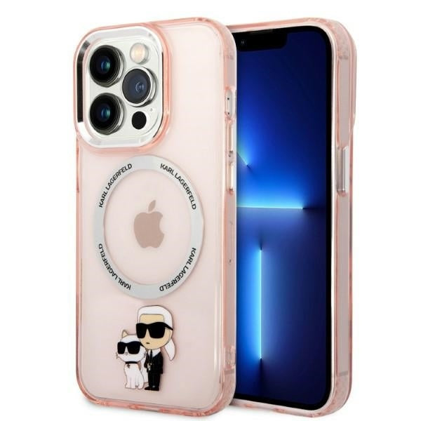 MagSafe tok Apple iPhone 14 Pro-hoz, Karl Lagerfeld, Ikonik Karl & Choupette, Rózsaszín