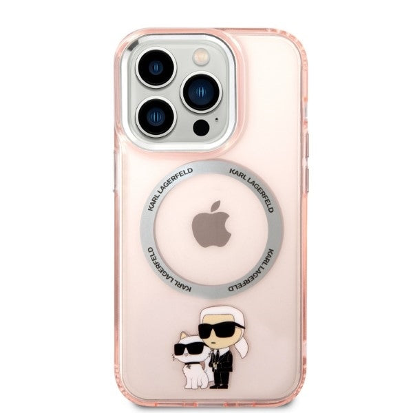 MagSafe tok Apple iPhone 14 Pro-hoz, Karl Lagerfeld, Ikonik Karl & Choupette, Rózsaszín