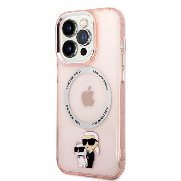 MagSafe tok Apple iPhone 14 Pro-hoz, Karl Lagerfeld, Ikonik Karl & Choupette, Rózsaszín