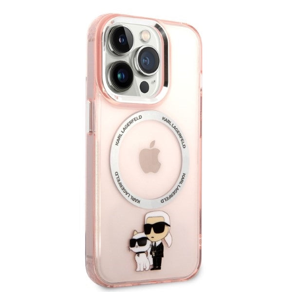 MagSafe tok Apple iPhone 14 Pro-hoz, Karl Lagerfeld, Ikonik Karl & Choupette, Rózsaszín