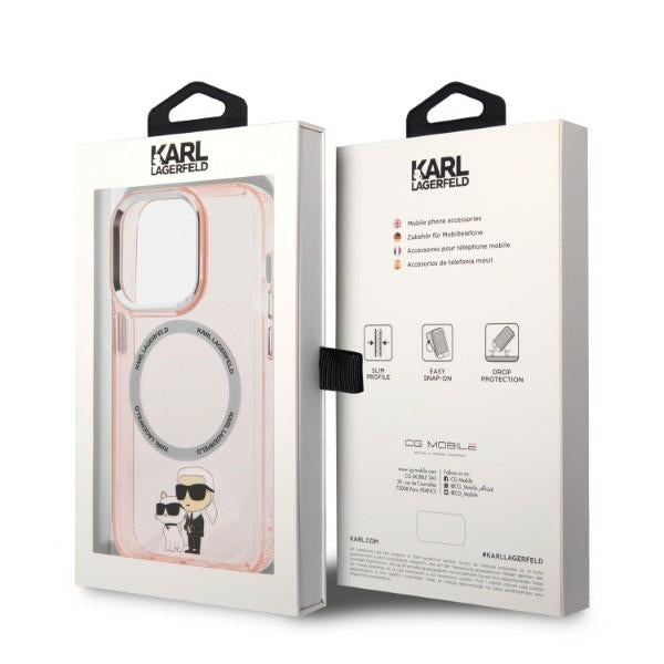MagSafe tok Apple iPhone 14 Pro-hoz, Karl Lagerfeld, Ikonik Karl & Choupette, Rózsaszín