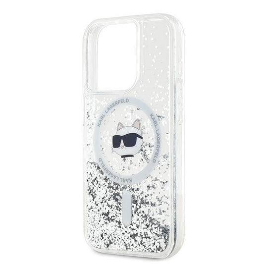 MagSafe tok Apple iPhone 14 Pro-hoz, Karl Lagerfeld, Liquid Glitter Choupette's Head, Átlátszó
