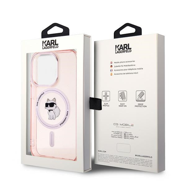 MagSafe tok Apple iPhone 14 Pro Max-hez, Karl Lagerfeld, IML Choupette, Rózsaszín