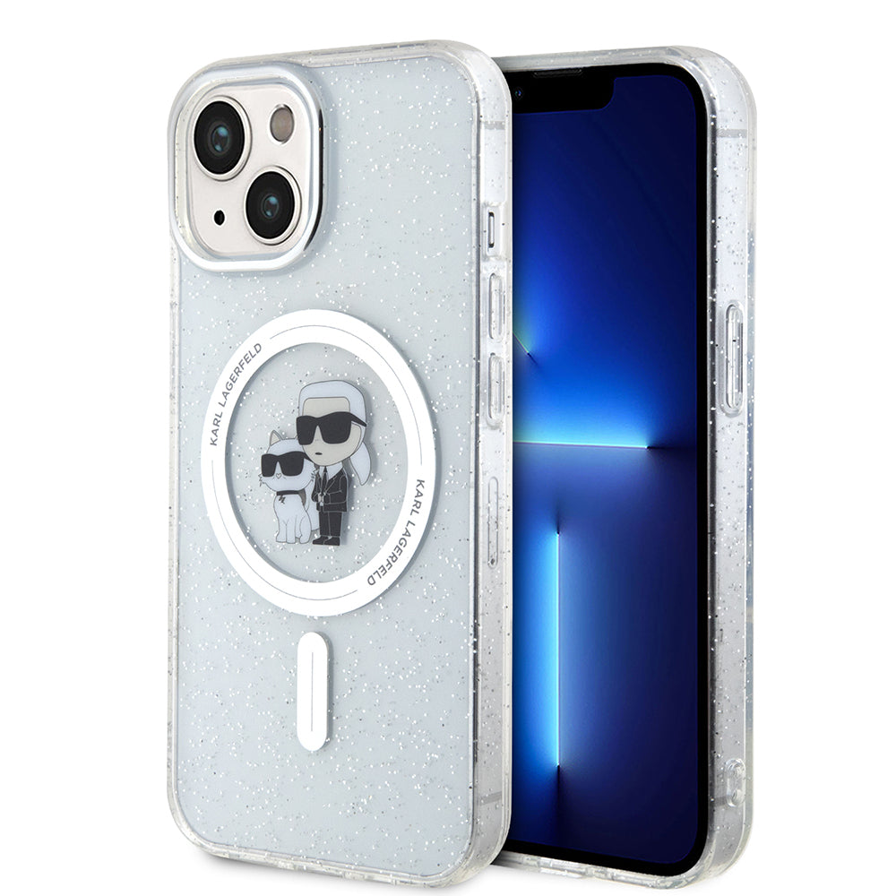 MagSafe tok Apple iPhone 15-höz, Karl Lagerfeld, Glitter, Átlátszó