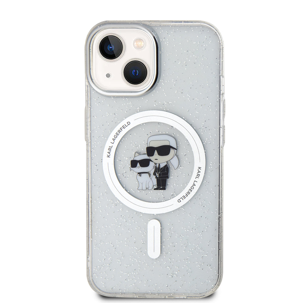 MagSafe tok Apple iPhone 15-höz, Karl Lagerfeld, Glitter, Átlátszó