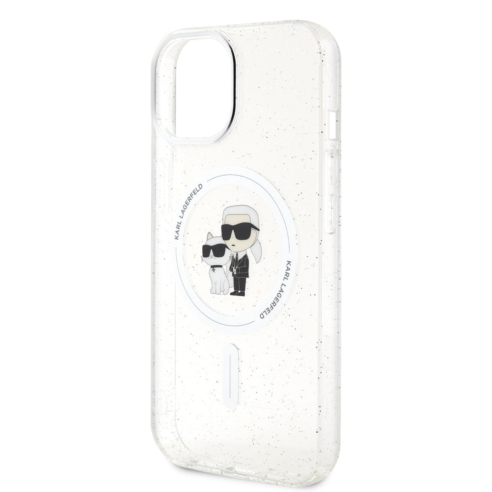 MagSafe tok Apple iPhone 15-höz, Karl Lagerfeld, Glitter, Átlátszó
