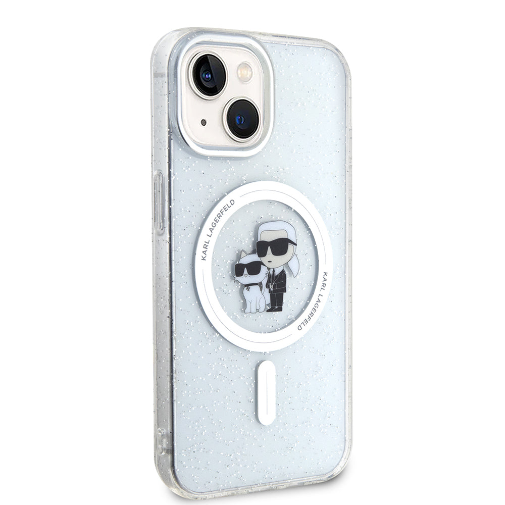 MagSafe tok Apple iPhone 15-höz, Karl Lagerfeld, Glitter, Átlátszó
