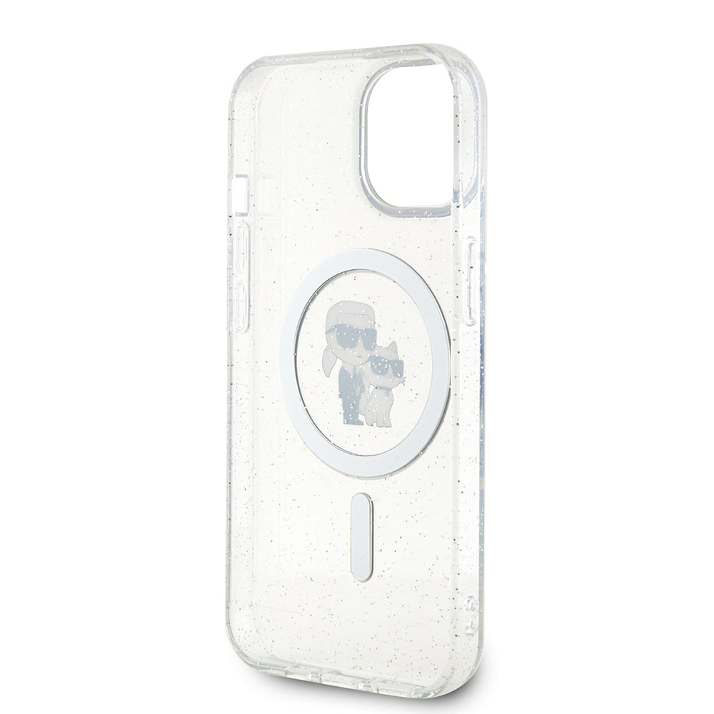 MagSafe tok Apple iPhone 15-höz, Karl Lagerfeld, Glitter, Átlátszó