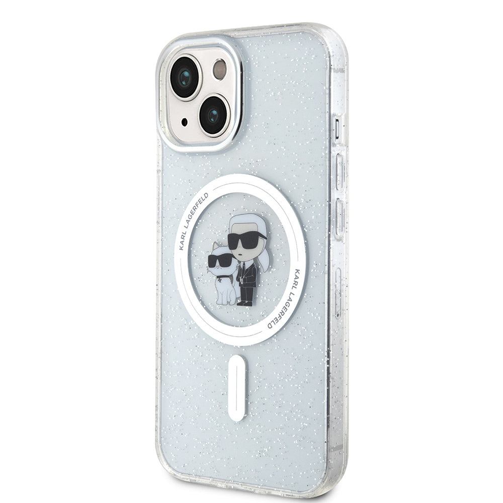 MagSafe tok Apple iPhone 15-höz, Karl Lagerfeld, Glitter, Átlátszó