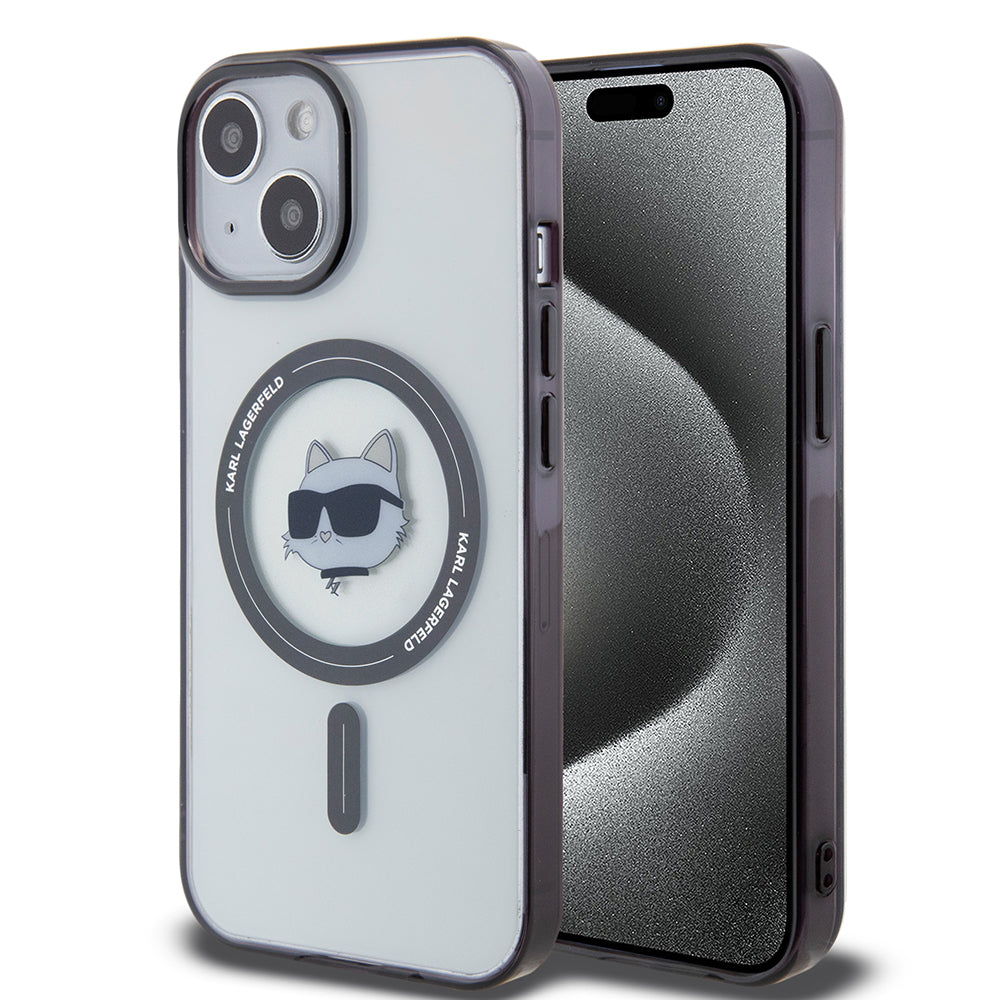 MagSafe tok Apple iPhone 15-höz, Karl Lagerfeld, IML Choupette's Head, Átlátszó