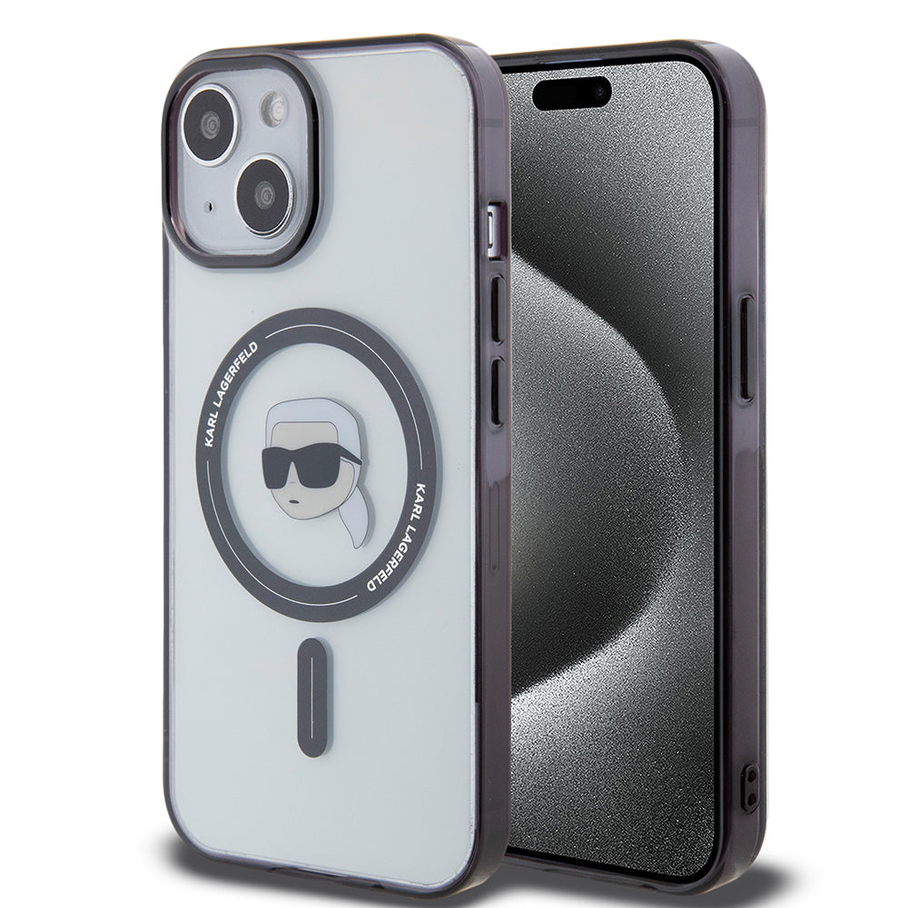 MagSafe tok Apple iPhone 15-höz, Karl Lagerfeld, IML Karl's Head, Átlátszó