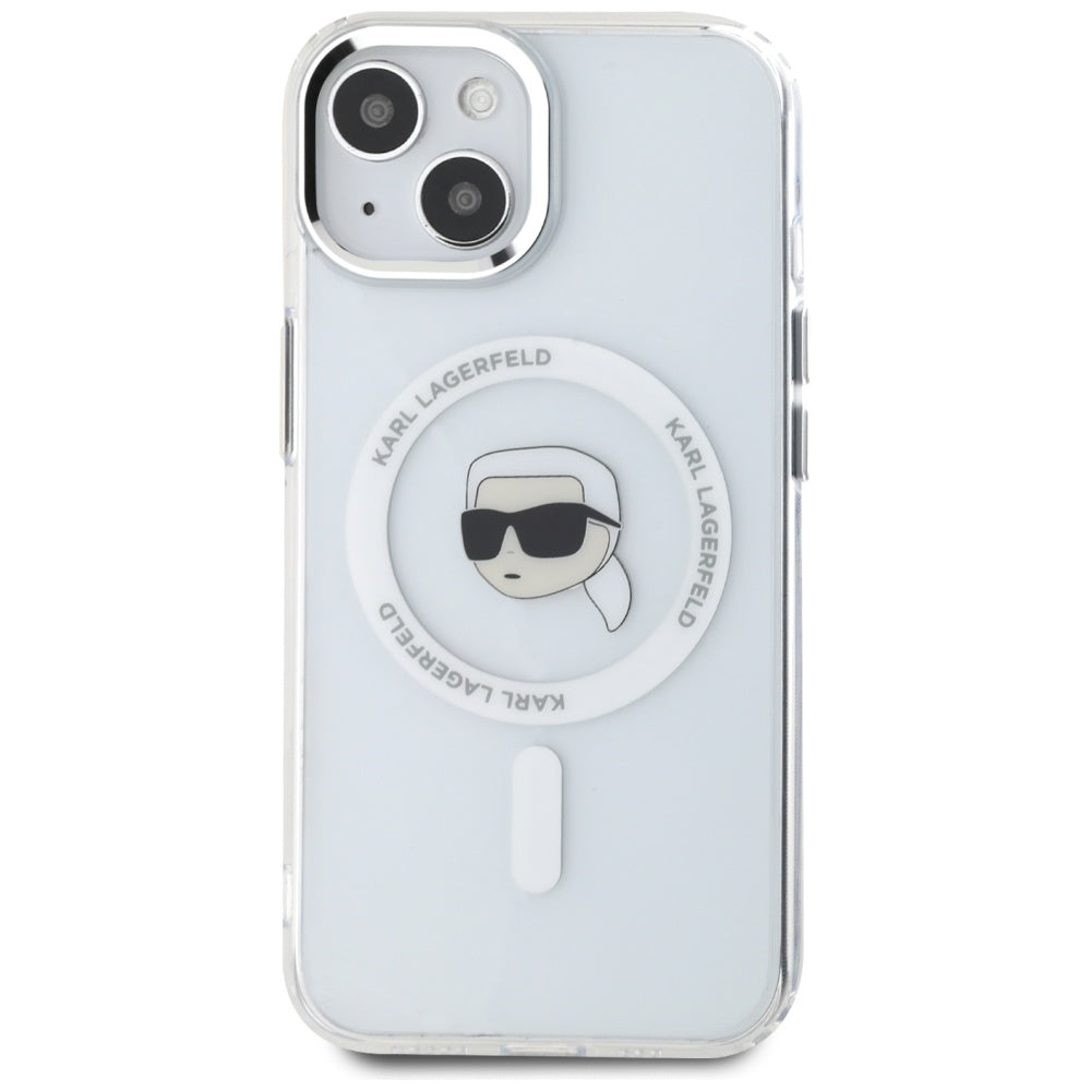 MagSafe tok Apple iPhone 15-höz, Karl Lagerfeld, IML Metal Karl's Head, Fehér
