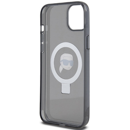 MagSafe tok Apple iPhone 15-höz, Karl Lagerfeld, Ring Stand Karl's Head, Fekete