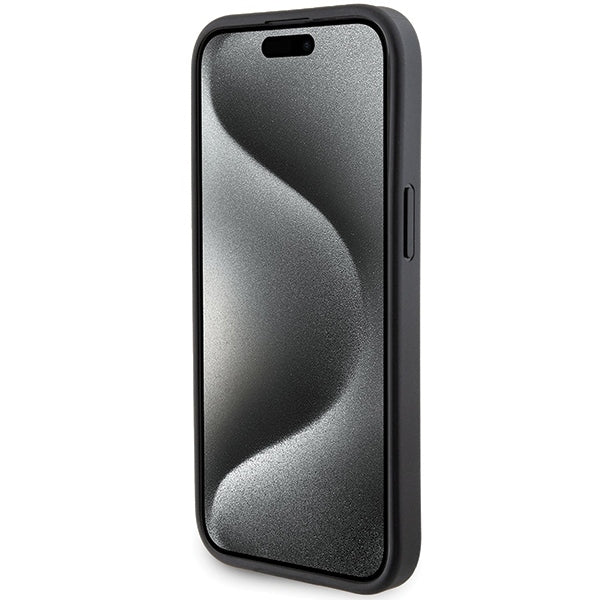 MagSafe tok Apple iPhone 15-höz, Karl Lagerfeld, Saffiano Gripstand Karl & Choupette, Fekete