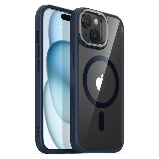MagSafe Case for Apple iPhone 15 Plus, ESR, Classic Hybrid Kickstand, Navy Transparent