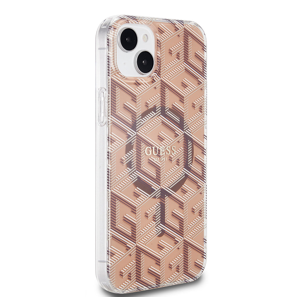 MagSafe tok Apple iPhone 15 Plus-hoz, Guess, IML Gcube, Barna