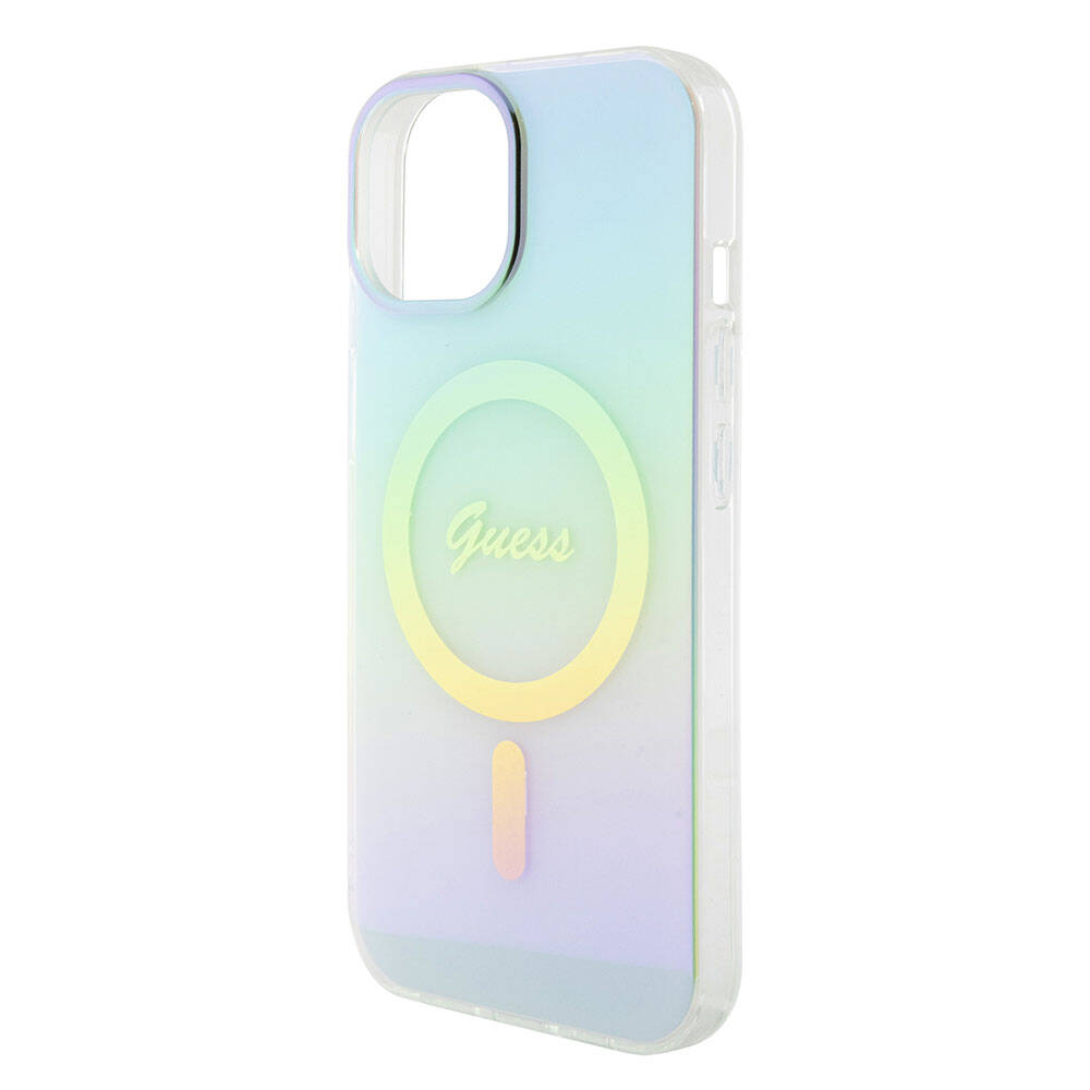 MagSafe tok Apple iPhone 15 Plus-hoz, Guess, IML Iridescent, Türkiz